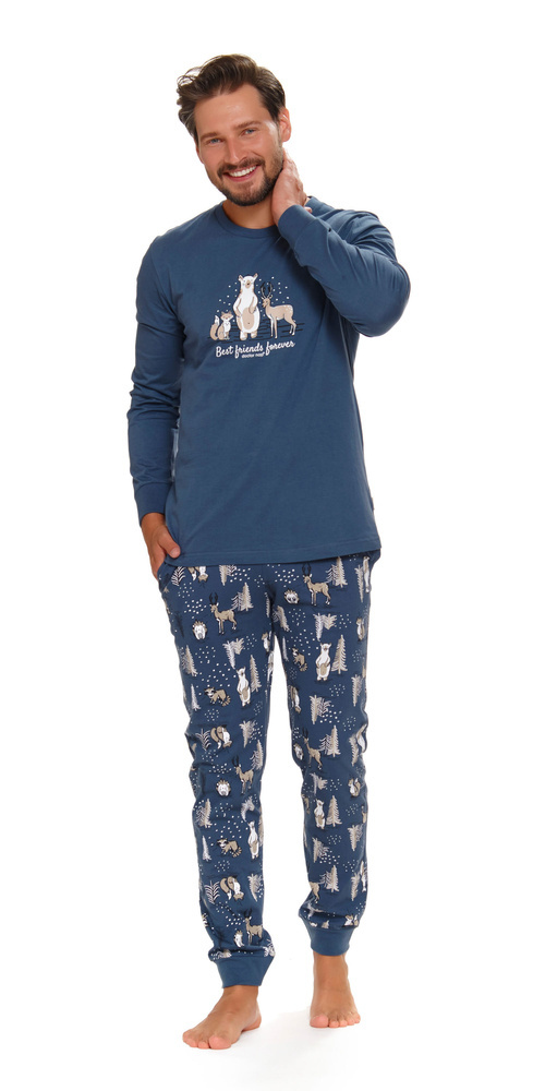 PMB.4329 "Animals" Piżama Męska Doctor Nap - deep blue
