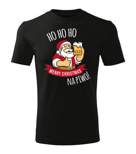 Koszulka męska świateczna "HO HO HO Na Piwo!"  Moocha czarny