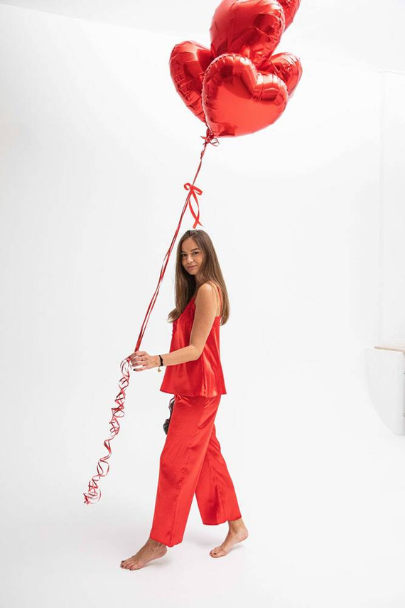 Caroline Komplet piżama damska DKaren - czerwona