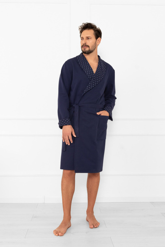 Szlafrok męski Gerard – bawełniany, klasyczny z szalowym kołnierzem Italian Fashion