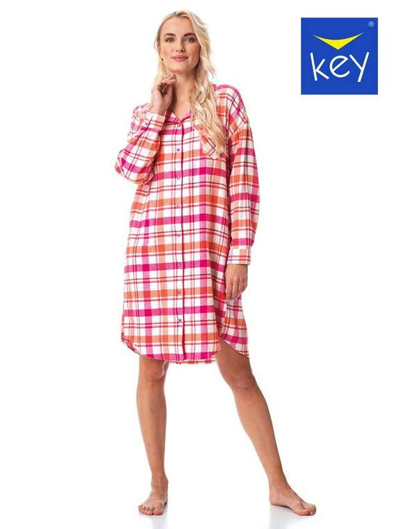 Koszula damska LND 437 Key- różowy/pomarańczowy