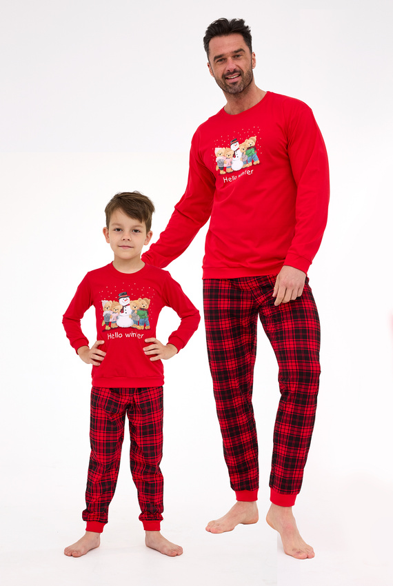 Cornette Winter 115/289 – męska piżama świąteczna czerwona, bawełna, długi rękaw