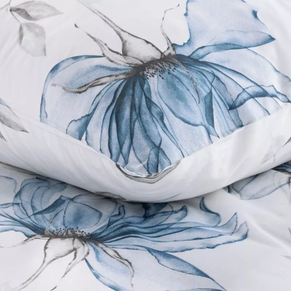 Pościel satynowa Spring 34 Kwiaty Eurofirany biały/niebieski