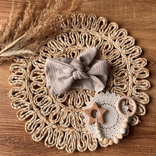 Opaska dziewczęca OPAG015 EkoBaby Mamatti - beżowy