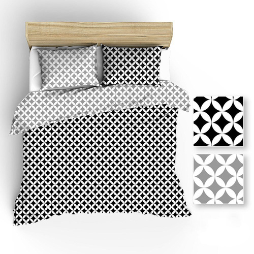 Maroko R141 Pościel bawełniana Karo szary-biały