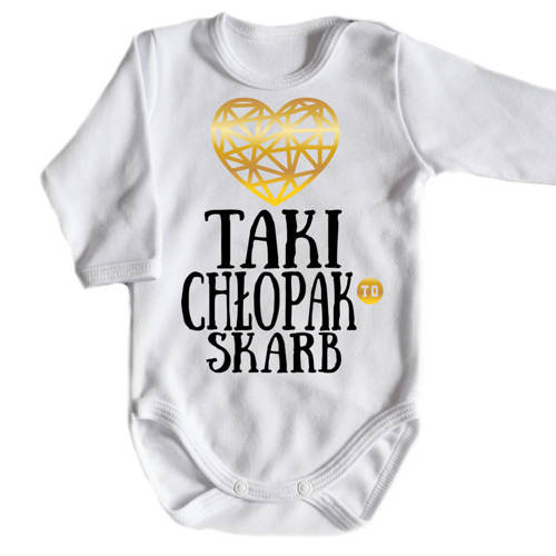 Body długi rękaw "TAKI CHŁOPAK TO SKARB" Moocha biały