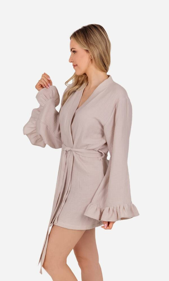 Szlafrok damski muślinowy Mela ByShelly - beżowy