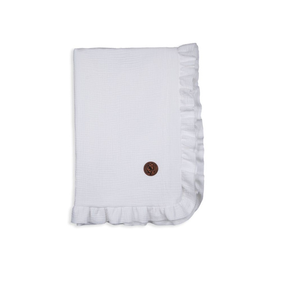 Biały Kocyk muślinowy dla niemowlaka Makaszka
