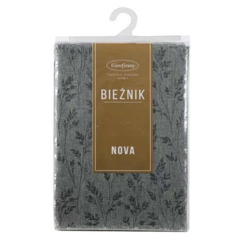 Obrus liście z błyszczącym Simona nadrukiem Eurofirany srebrny 