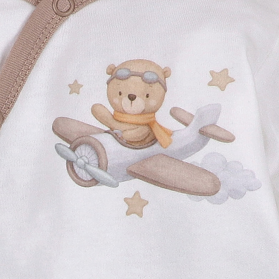 Body niemowlęce kopertowe Nini Sky Journey ecru | 100% bawełna organiczna