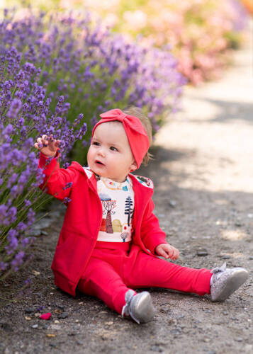 Bluza dresowa z kapturem z bawełny organicznej Kolorowy Las Nini malinowy