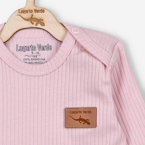 Dzianina prążkowana Body Lagarto Verde - różowy