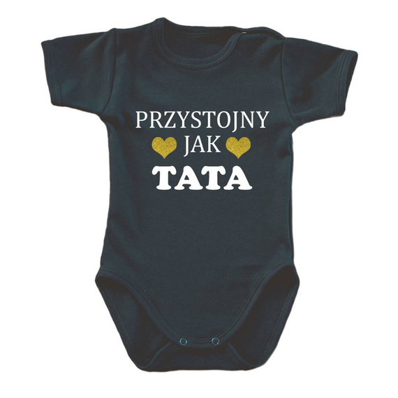 Body krótki rękaw "PRZYSTOJNY JAK TATA" Moocha czarny