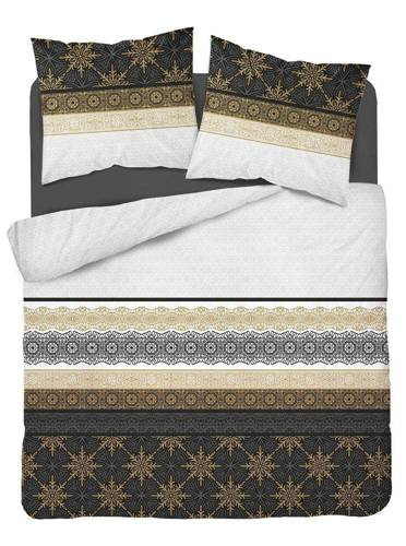 Pościel bawełniana glamour ornamenty 3835 A Detexpol grafitowy/złoty