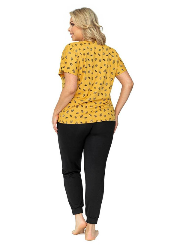 Piżama Damska Queen Plus Donna -musztardowy