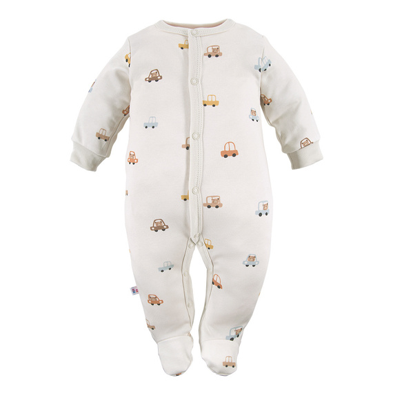 Pajac niemowlęcy ze stópkami Cars & Bears Eevi - ecru