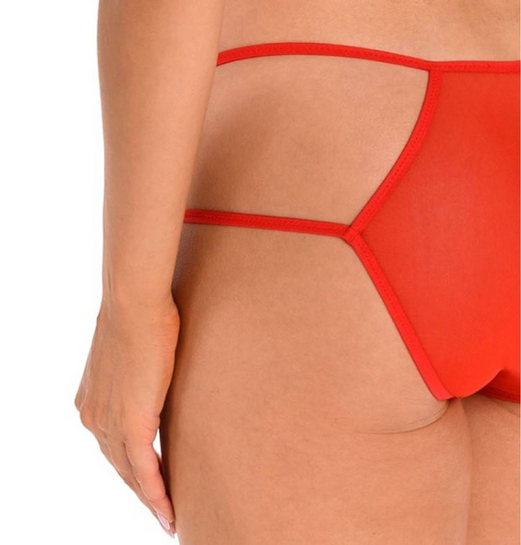 Figi damskie z paseczkami Kelly Teyli - czerwony