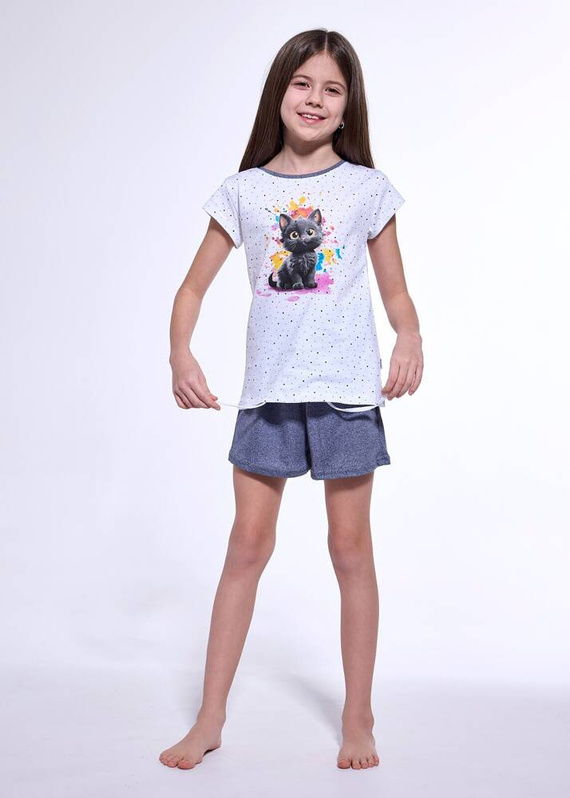 Piżama dziewczęca 245/109 246/109 Black Cat Cornette biały