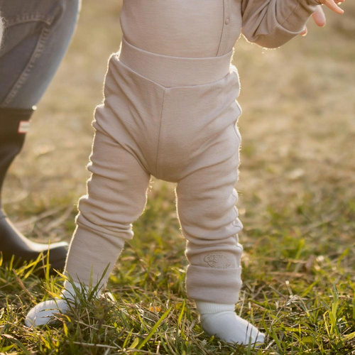 Legginsy z wełny merynosów  Eevi - beżowe 