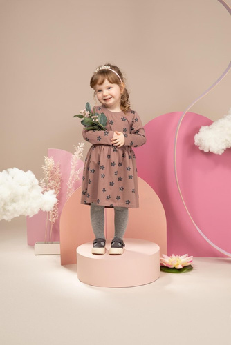 Sukienka z długim rękawem Happiness Pinokio - ciemny róż/druk 