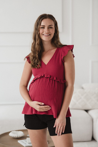 Bluzka ciążowa i do karmienia Milky Butterfly z bawełny Milk&Love malinowy