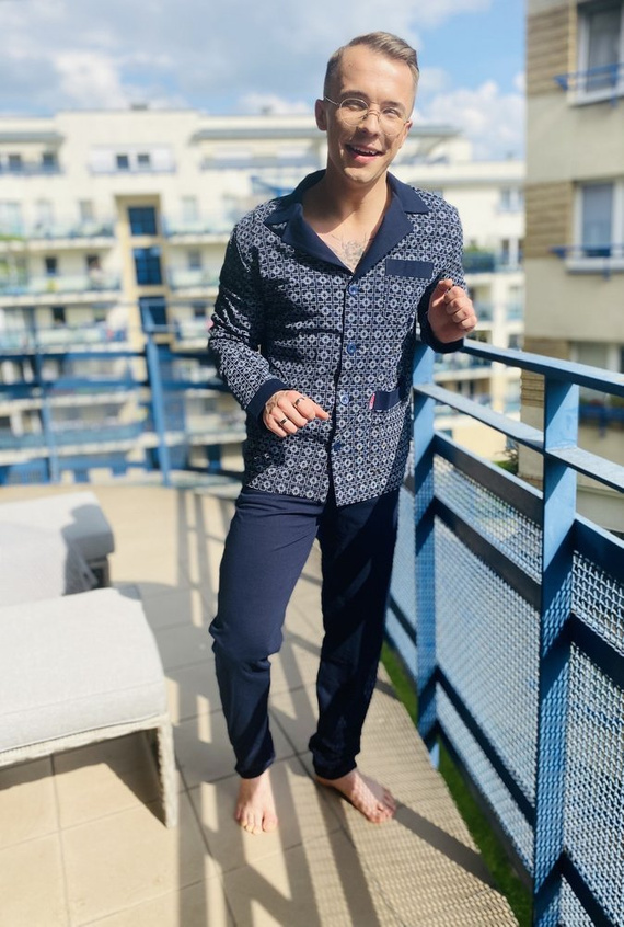 538 Carlo Piżama Męska De lafense - granat+kwadrat