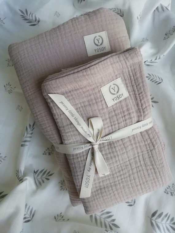 Muślinowy zestaw poduszka i otulacz Yosoy - khaki