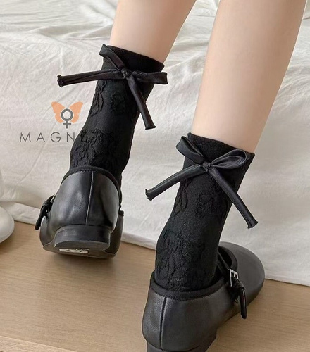 Skarpety damskie Magnetis CO5020 czarnt– bawełniane, żakardowe z motywem misia