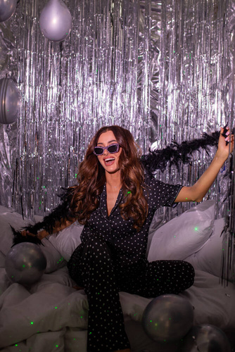 Piżama Damska krótki rękaw, długie spodnie Ria Italian Fashion - druk 