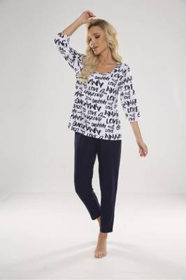 Piżama Damska 632 Amazing Forex - biały-granatowy