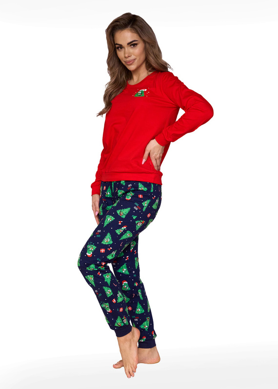 Piżama damska 671/419 Christmas Tree Cornette czerwony