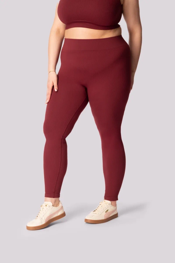 Legginsy damskie prążek Ribbed Mona burgund