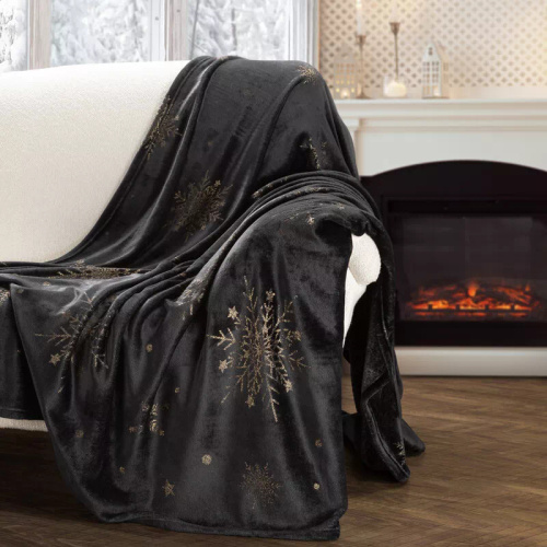 Narzuta świąteczna welurowa Carol Eurofirany granatowy  