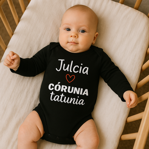 "Córunia tatusia z imieniem" body długi rękaw Moocha czarny