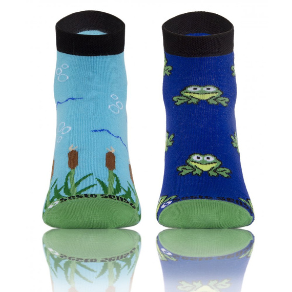 Żaba Skarpety krótkie finest cotton dwie różne Sesto Senso niebieski
