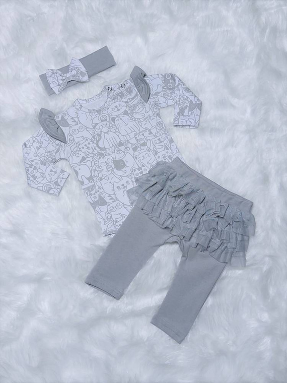 Body z długim rękawem Kotki Bambarillo pudrowy róż-granat