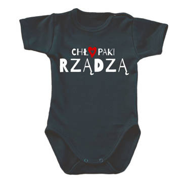 Body krótki rękaw "CHŁOPAKI RZĄDZĄ" Moocha czarny