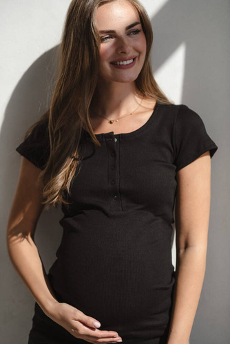 Bluzka ciążowa i do karmienia Tummy z krótkim rękawem Milk&Love czarny 