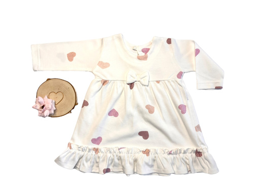 Mamatti SB15002 – sukienkobody dla dziewczynki w serduszka, z bawełny