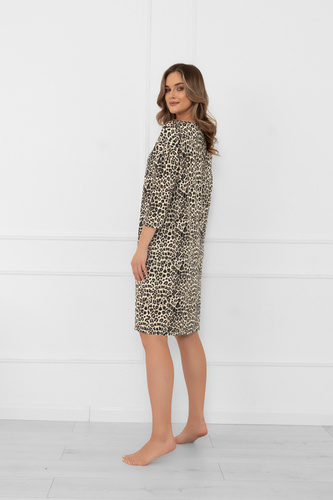 Italian Fashion Kenia – koszula nocna damska panterka, 3/4 rękaw, wiskoza