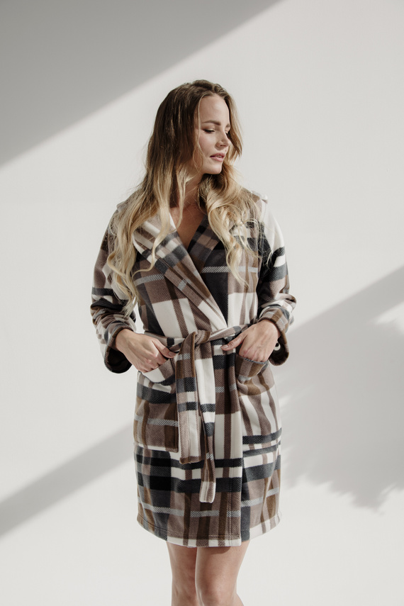 Szlafrok Kocyk 031 De Lafense – miękki polarowy szlafrok dla kobiet, które kochają przytulność, camel