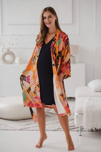 Szlafrok ciążowy bambusowy Tropical Orange Milk&Love pomarańczowy 