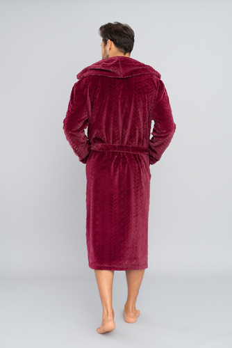 Szlafrok męski z kapturem Zygmunt Italian Fashion- bordowy