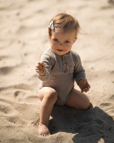 Body polo z długim rękawem "Waffel Stone" Makoma stone