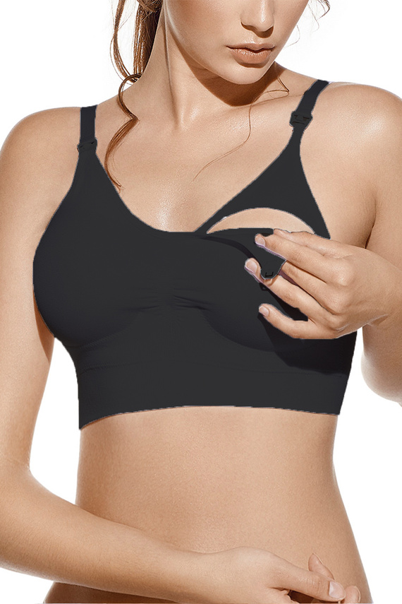 Jana Selene czarny – biustonosz do karmienia bez fiszbin z bawełny