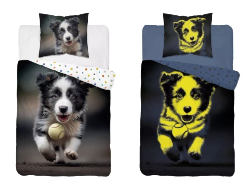 Pościel bawełniana świecąca w ciemności 5410 A Szczeniak Detexpol