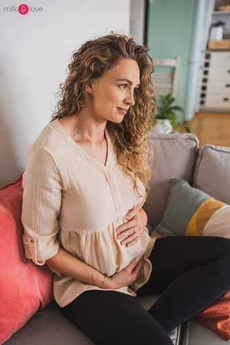 Tunika z muślinu organicznego Mother Nature Milk&Love indygo w kropki