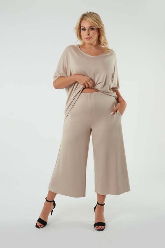 Bluzka z krótkim rękawem Soler Italian Fashion - beżowy