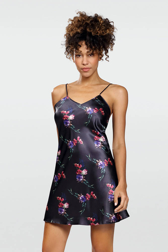 Halka satynowa Flowers  DKaren - DK-HK 9 granatowy