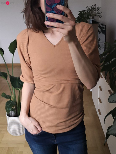 Bluzka do karmienia i ciążowa z dzianiny w prążek Milky Puff Milk&Love czarny